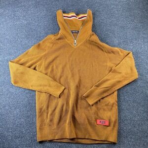 Scotch & Soda Sweater Mens XL Brown 1/4 Zip Mock Neck Knit K22 Pullover Casual